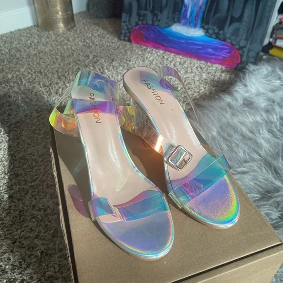 Iridescent Strap Heels - Picture 3 of 8